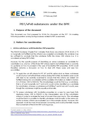 PBT/Vpvbsubstances Under the BPR