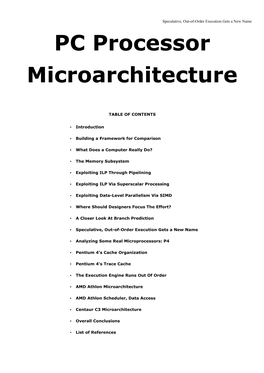 PC Processor Microarchitecture