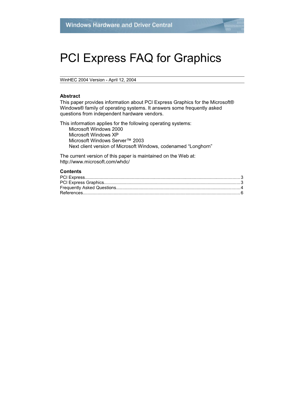 PCI Express FAQ for Graphics