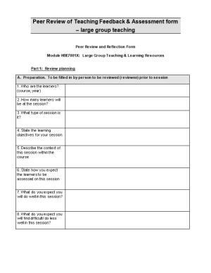 Peer Review of Teaching Feedback & Assessment Form