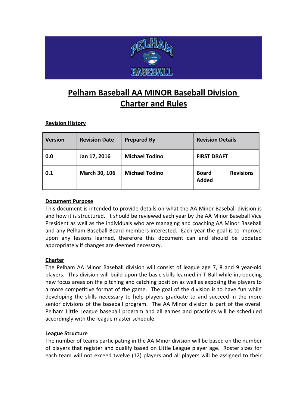 Pelham Baseballaa Minorbaseball Division