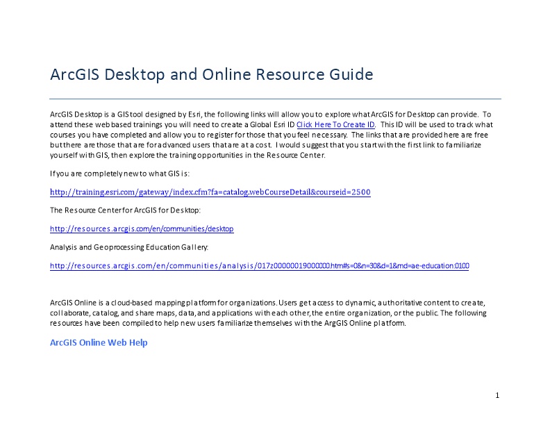 Pennshare Arcgis Online and Desktop Resource Guide