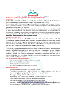 Periodontal Prevention Treatment and Maintenance Program