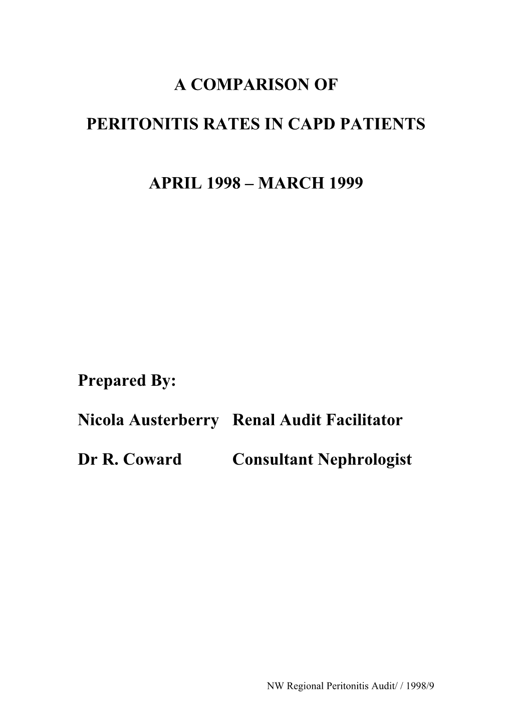 Peritonitis Rates in Capd Patients