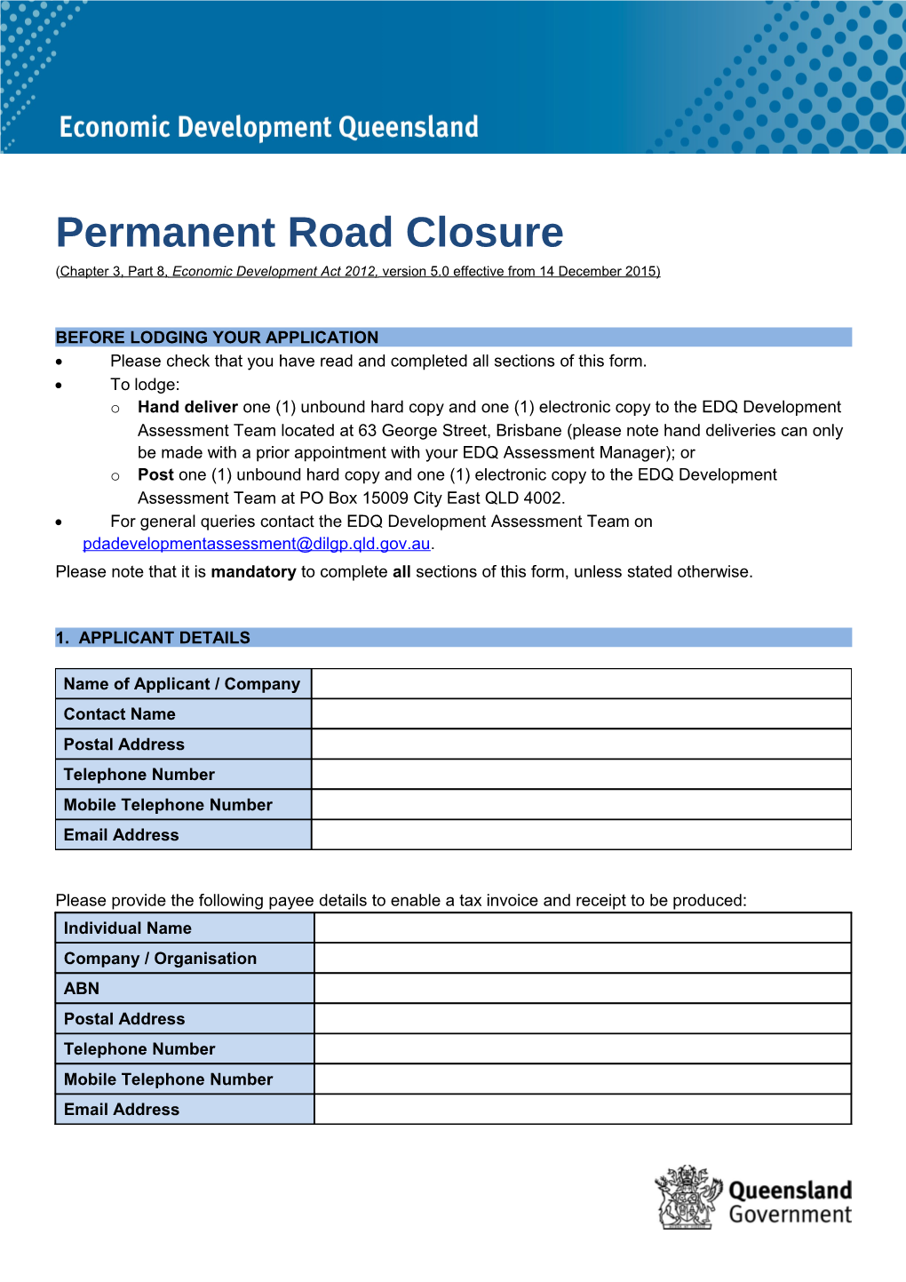 Permanent Road Closure Form