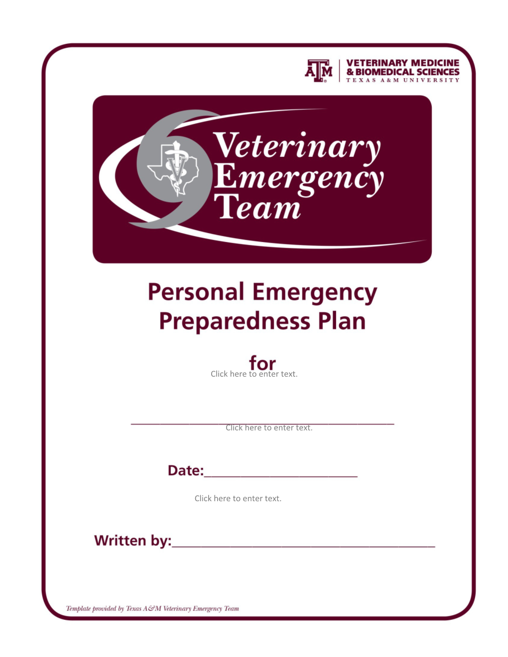 Personal Emergency Preparedness Plan