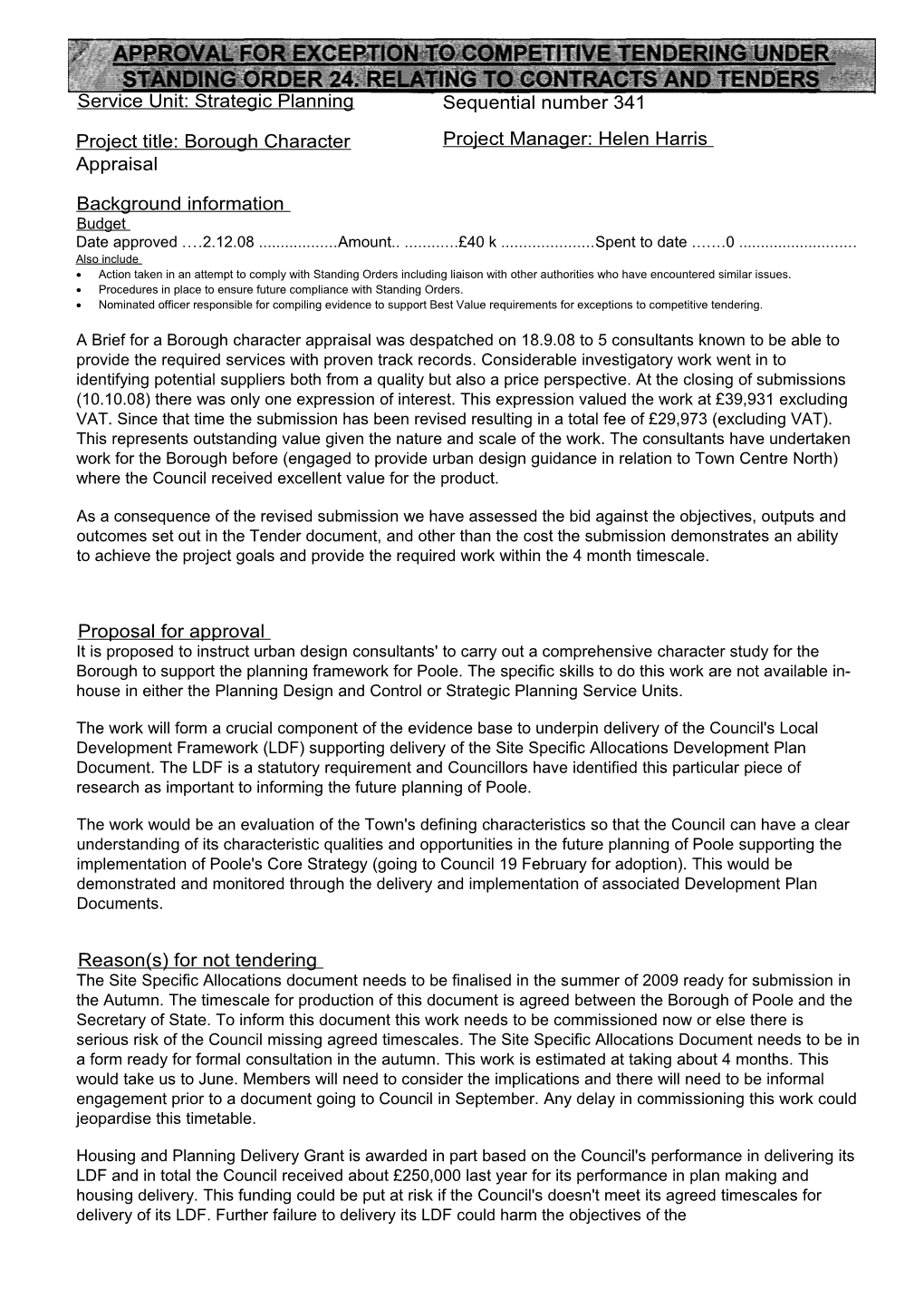 PFD Cllr Parker - 27022009 - Borough Character Appraisal - Report