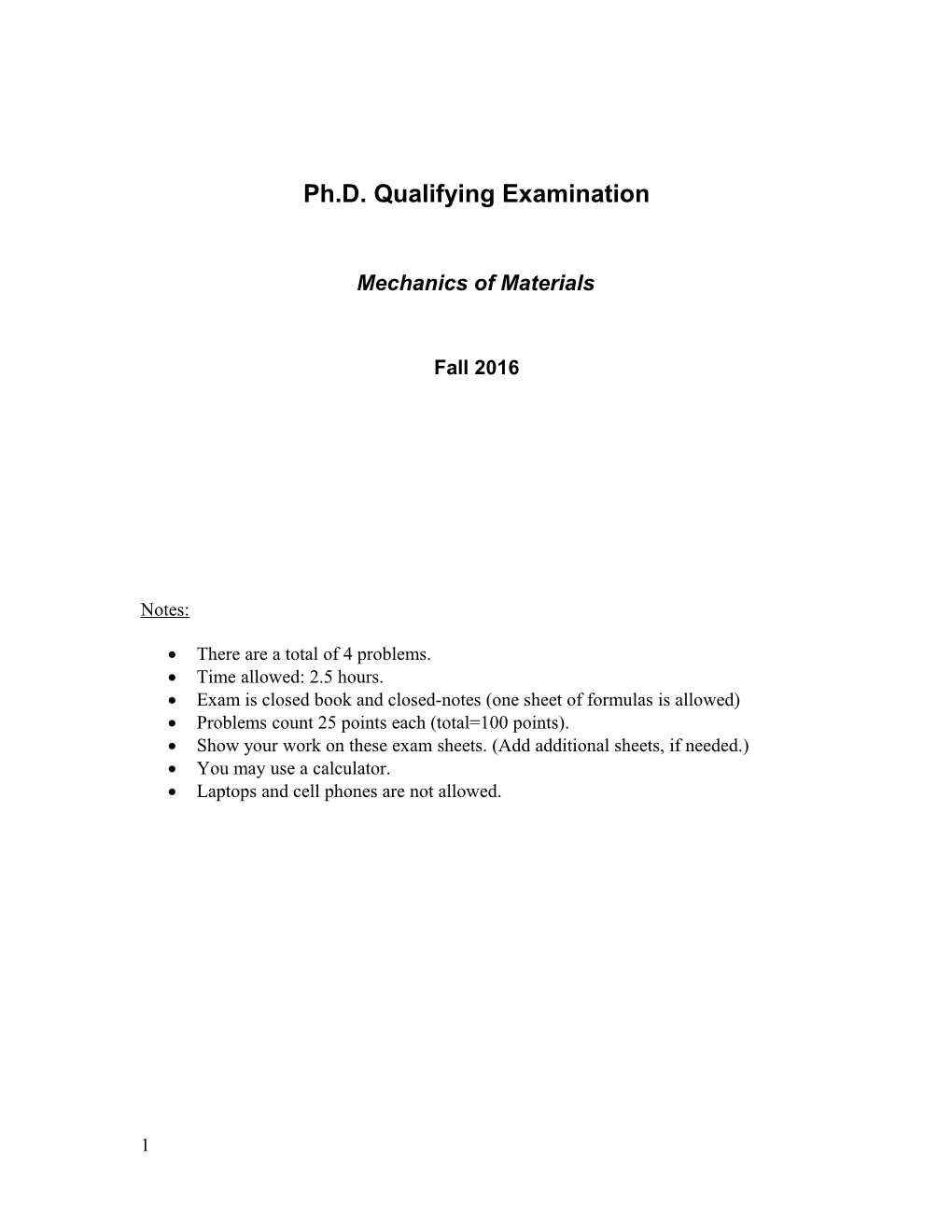 Ph.D. Qualifying Examination