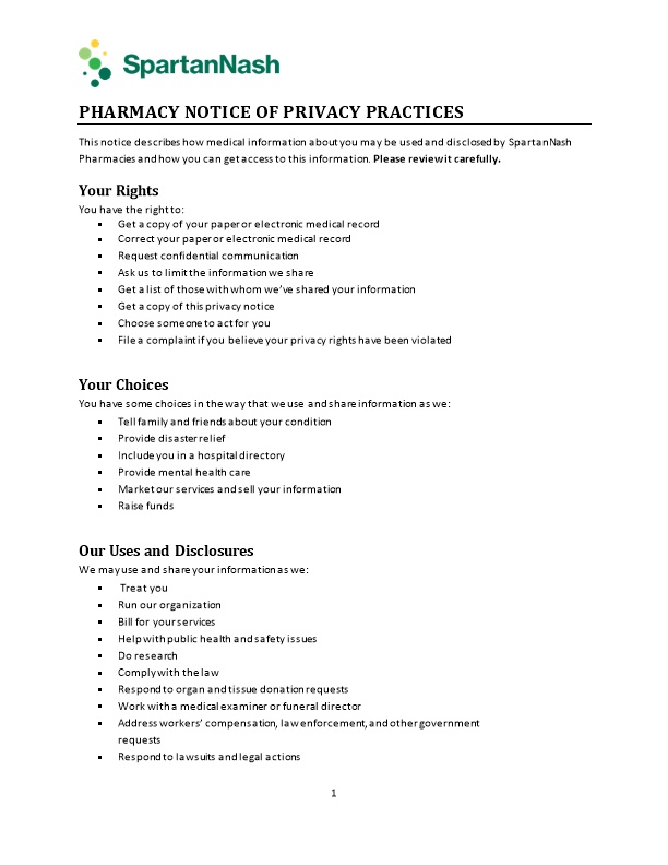 Pharmacy Notice of Privacy Practices