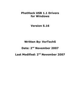 Phathack USB 1.1 Drivers