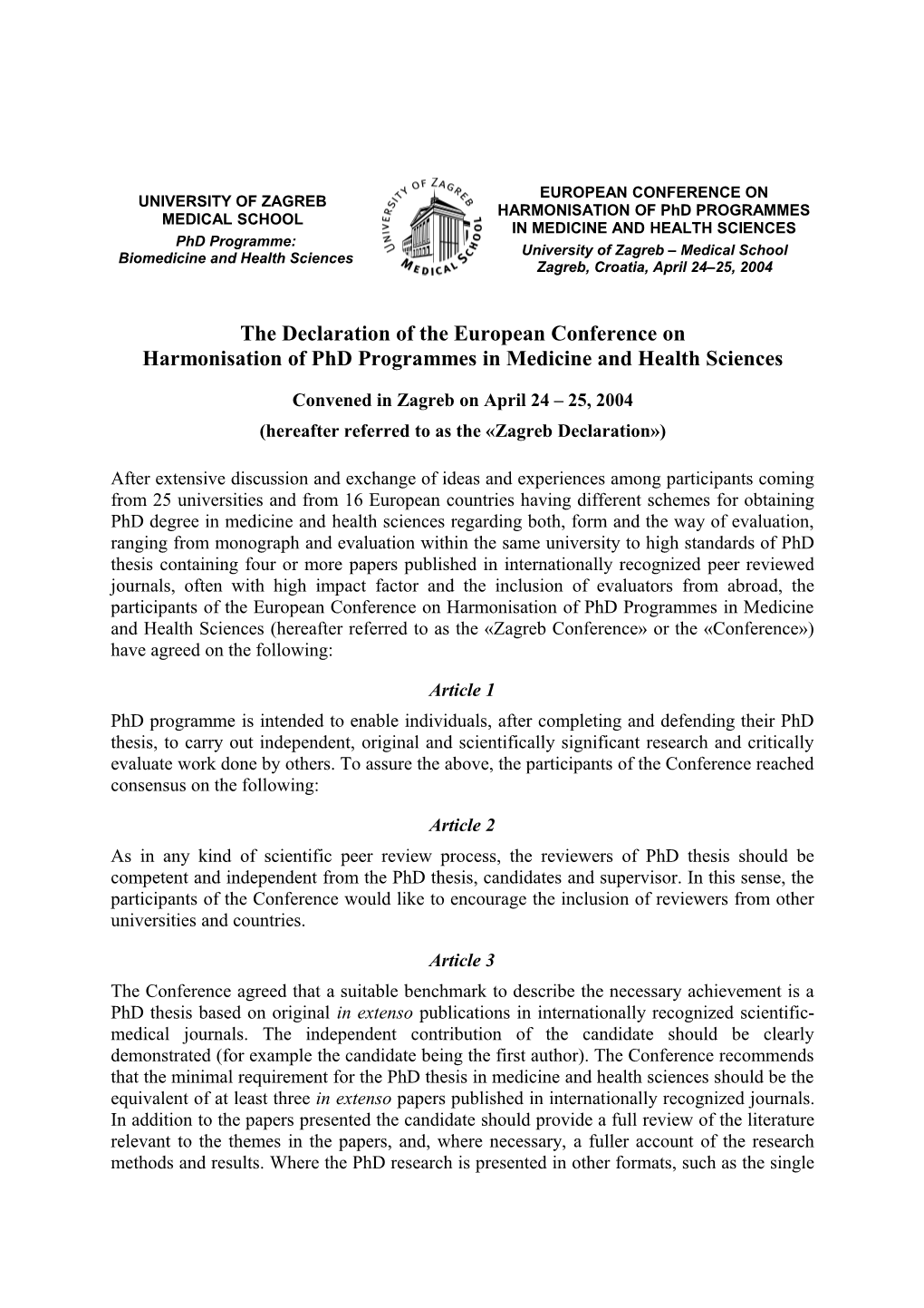 Phd Programme:Biomedicine and Health Sciences