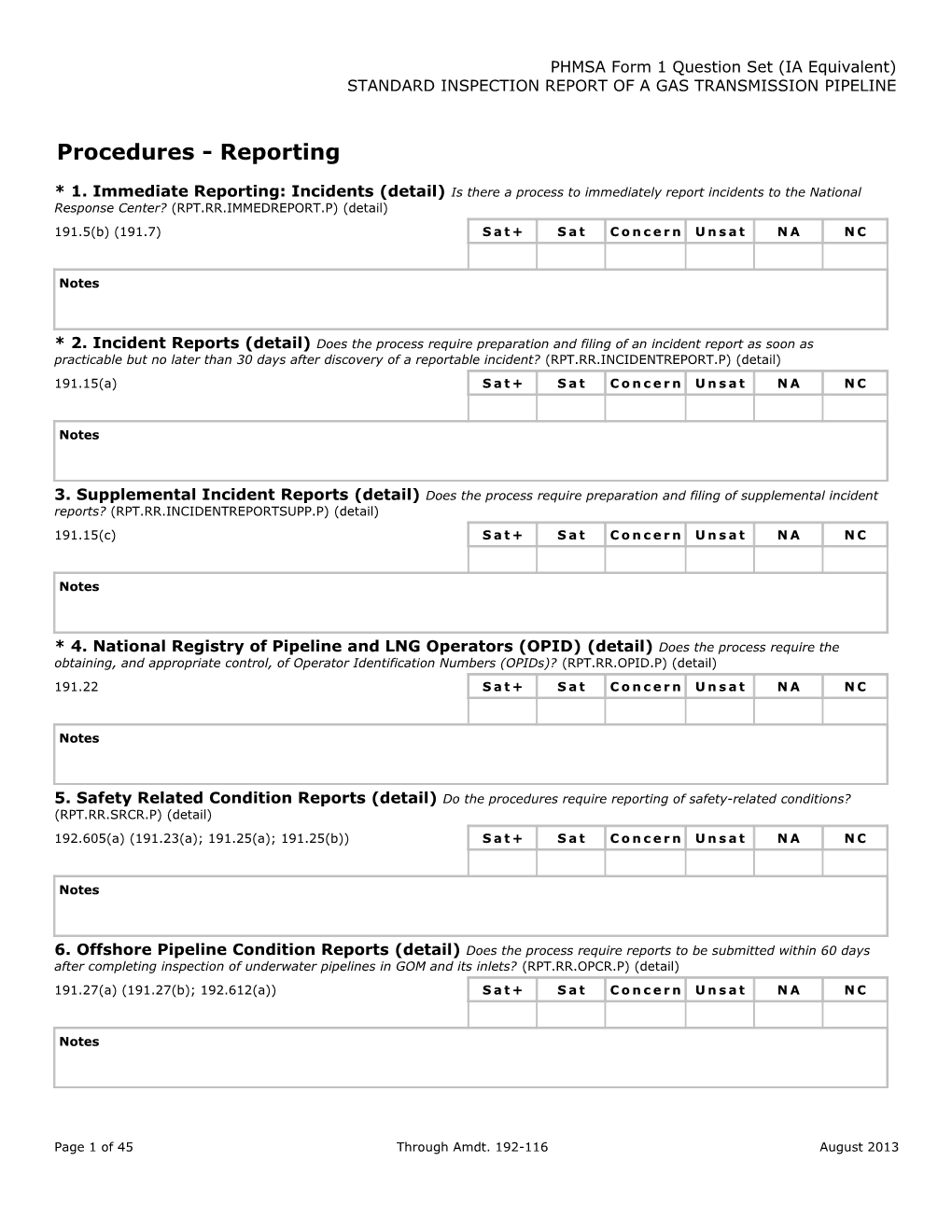 PHMSA Form 1 Question Set (IA Equivalent)