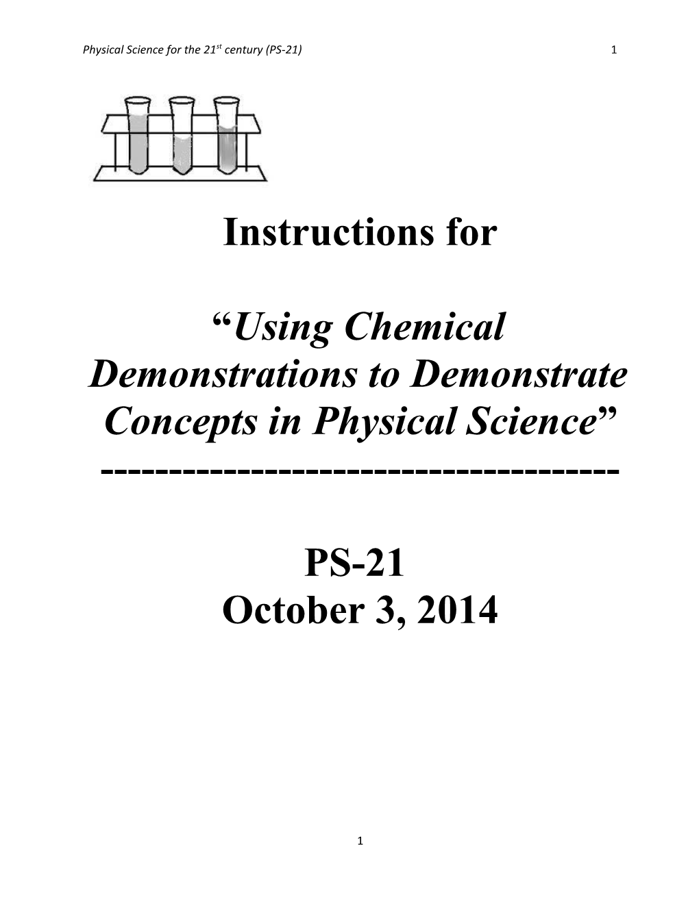 Physical Science for the 21St Century (PS-21) 1