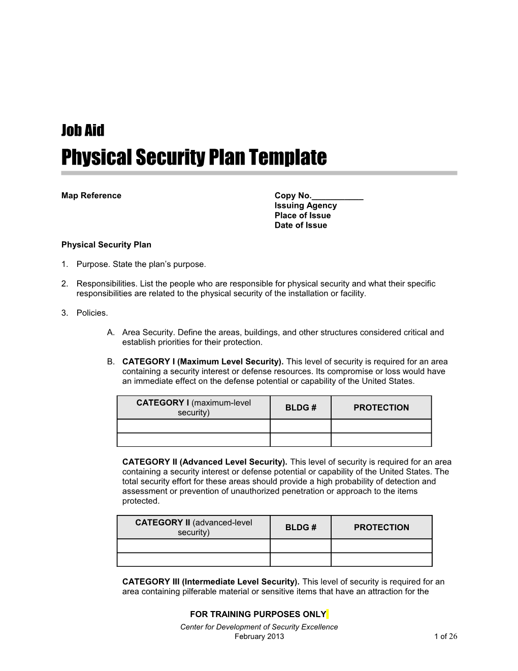Physical Security Plan Template