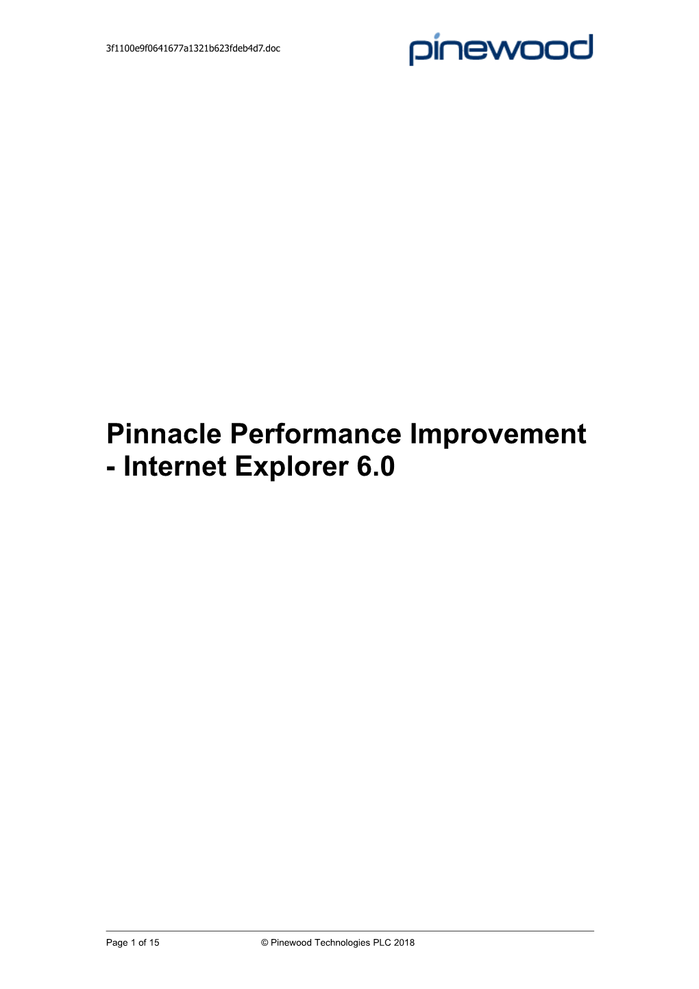 Pinnacle Performance Improvement (I E 6.0)