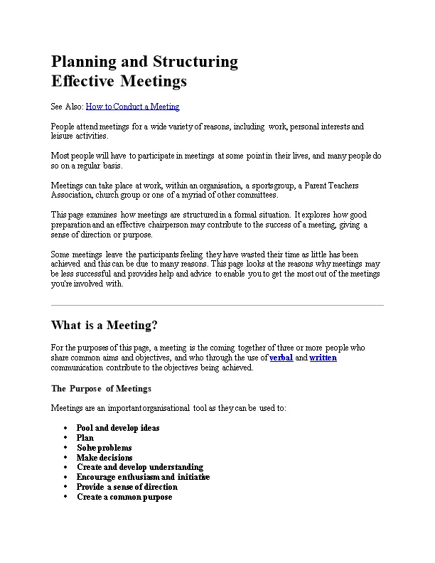Planning and Structuring Effective Meetings