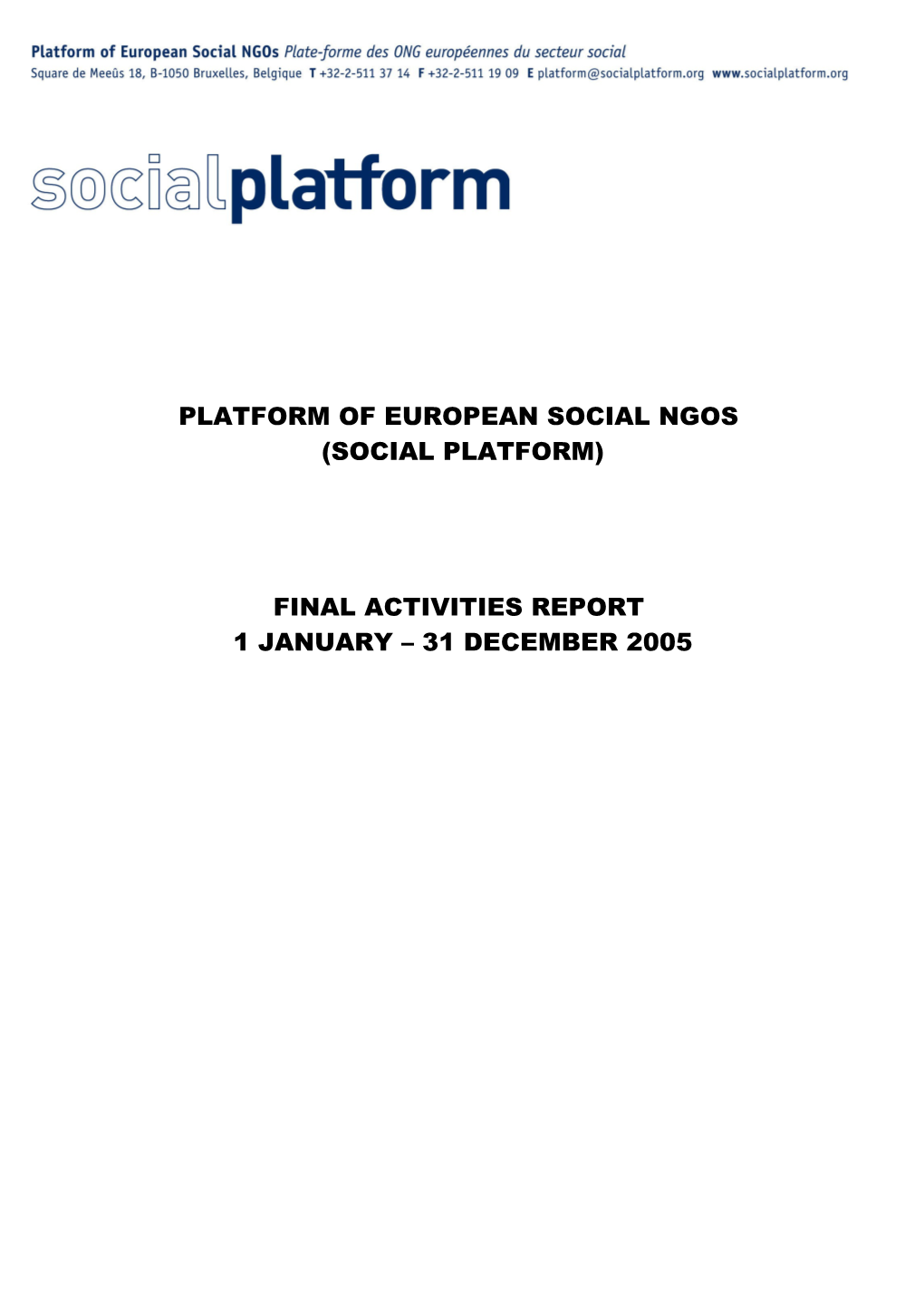 Platform of European Social Ngos