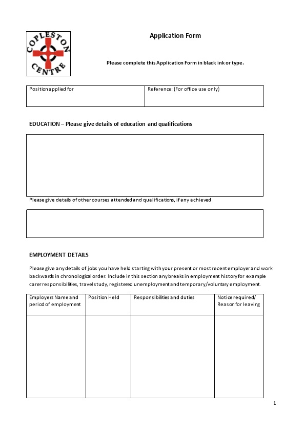 Please Complete This Application Form in Black Ink Or Type