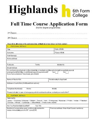 Please Fill in All Sections of the Application Form in Black Ink Or Type (Use Block Capitals)