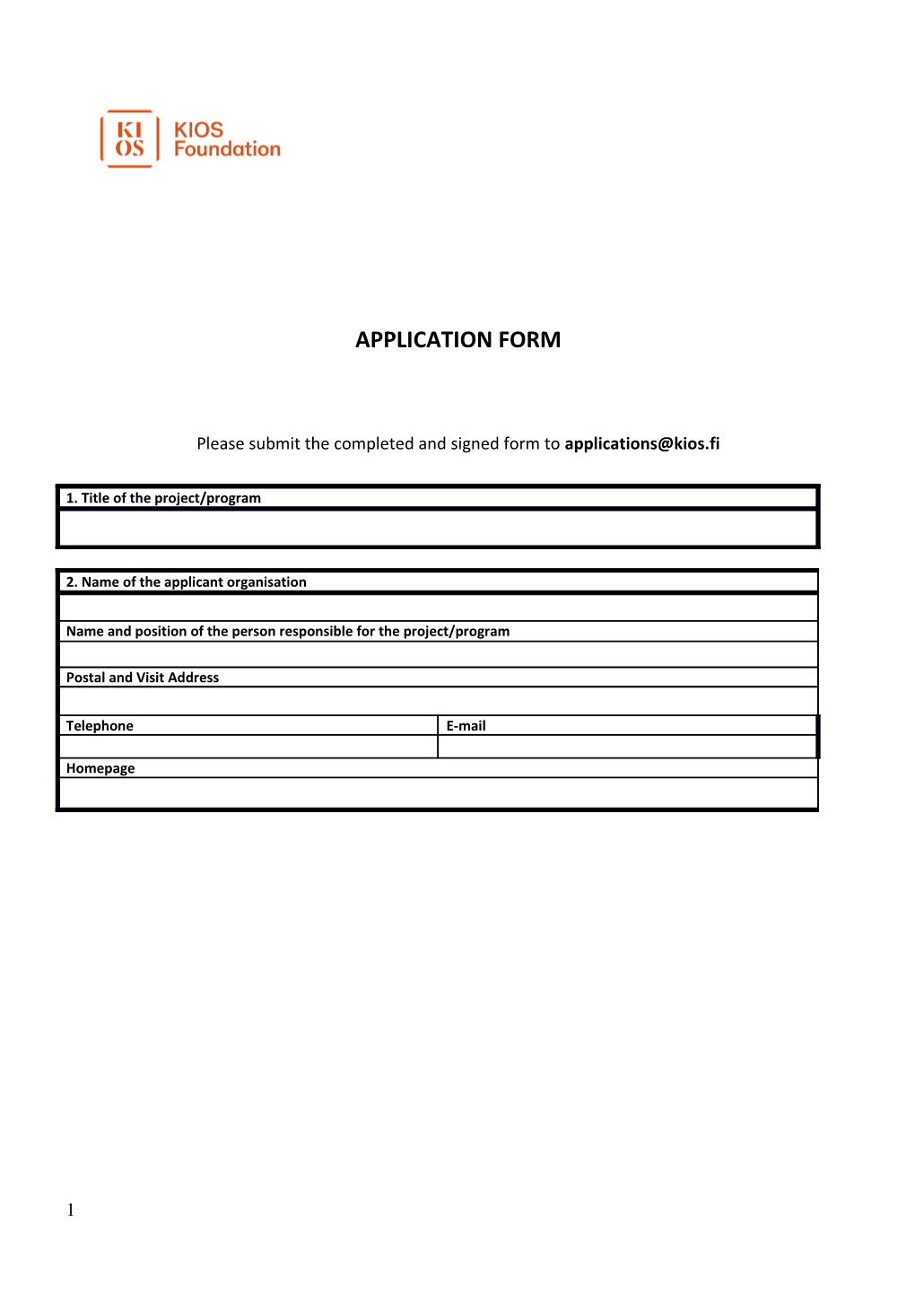 Please Submit the Completed and Signed Form To