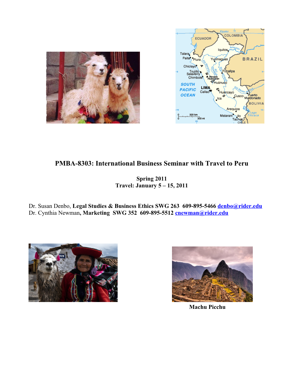 PMBA-8303: International Business Seminar with Travel to Peru