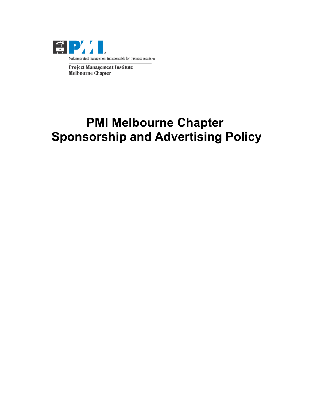 PMI Melbourne Sponsorship and Advertising Policy