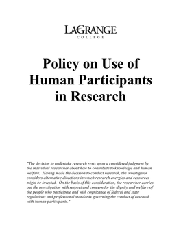 Policy on Use of Human Participants in Research