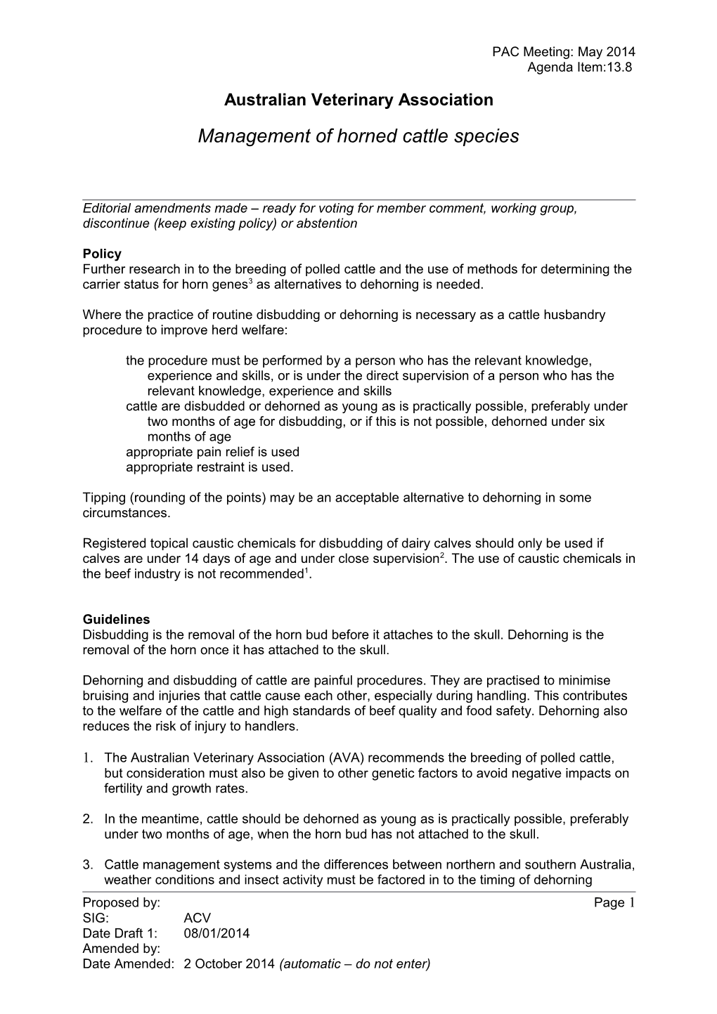 Policy / Position Statement / Guidelines