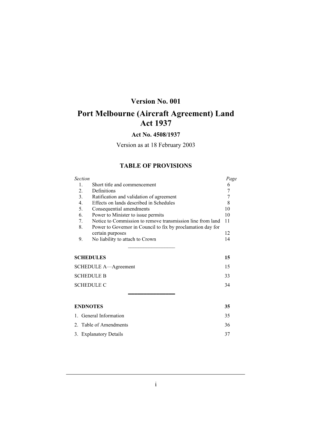 Port Melbourne (Aircraft Agreement) Land Act 1937