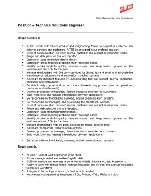 Position Technical Solutions Engineer
