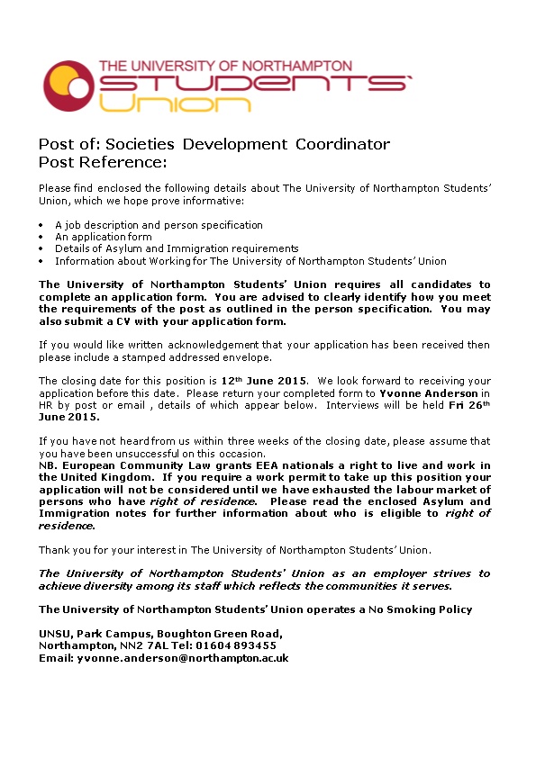 Post Of:Societies Development Coordinator