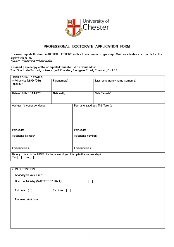 Postgradaute Research Degree Applicaiton Form