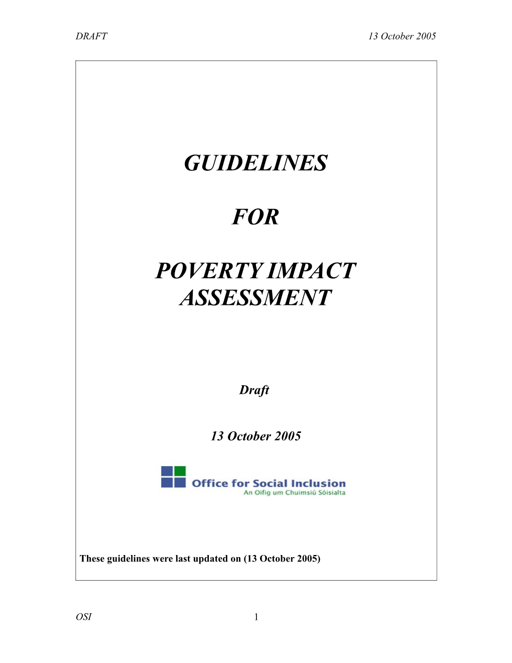 Poverty Impact Assessment