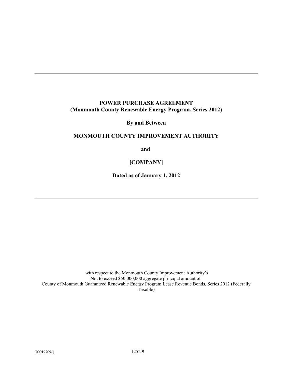 Power Purchase Agreement (00019709)