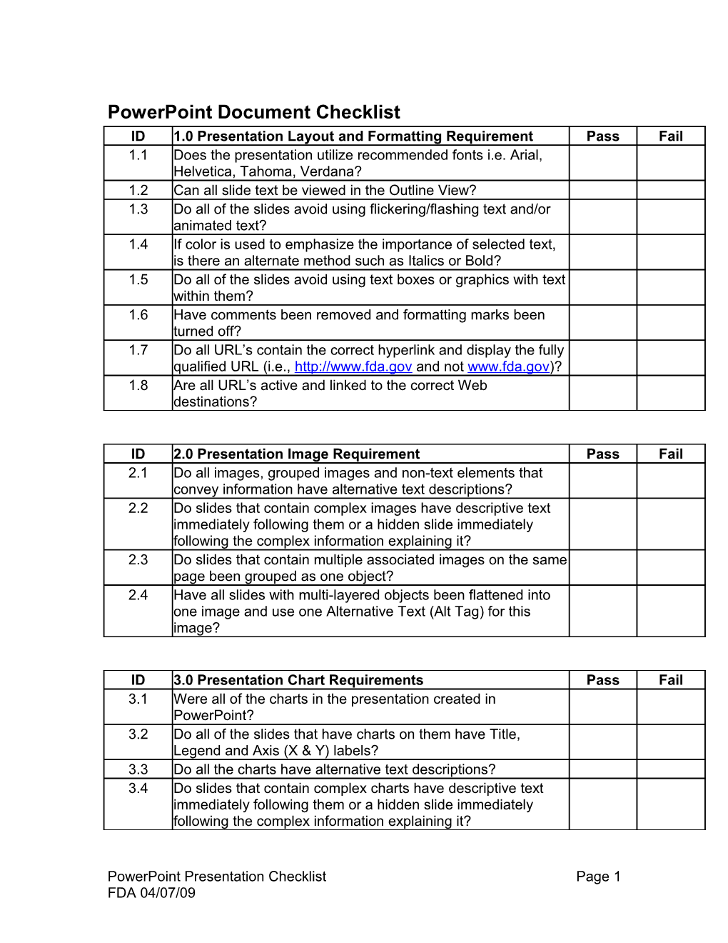 Powerpoint Document Checklist