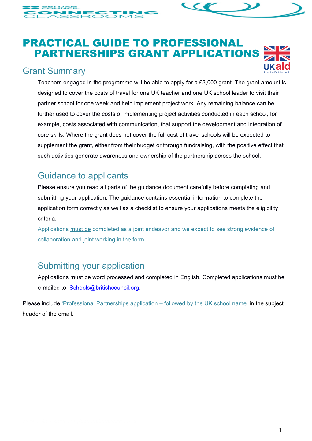 Practical Guide to Professional Partnerships GRANT Applications