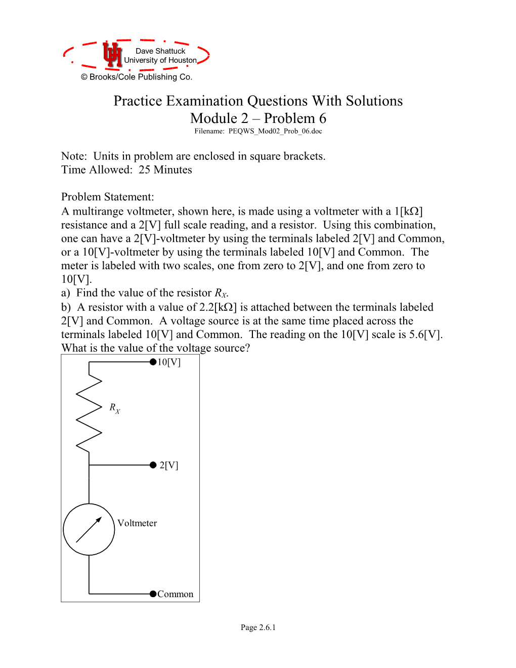 Practice Examination Module 2 Problem 6