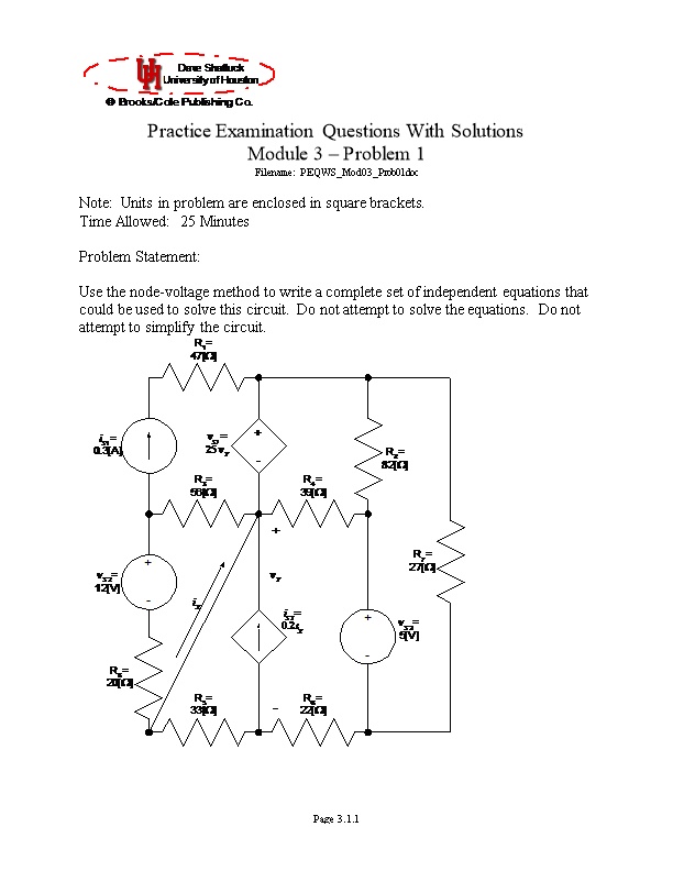 Practice Examination Module 3 Problem 1