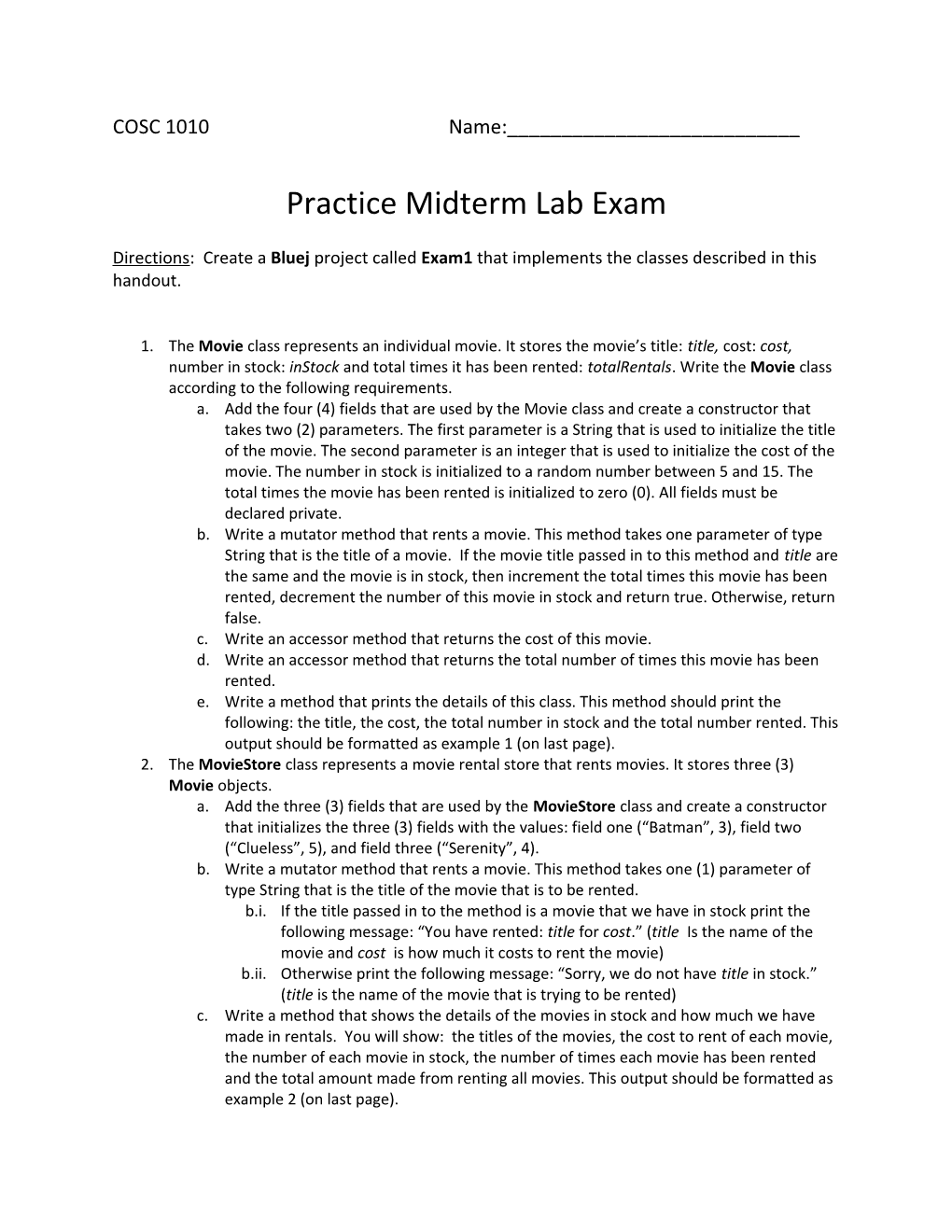 Practice Midterm Lab Exam