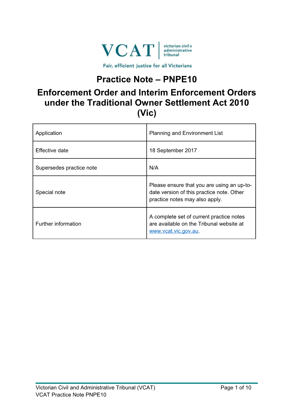 Practice Note PNPE10