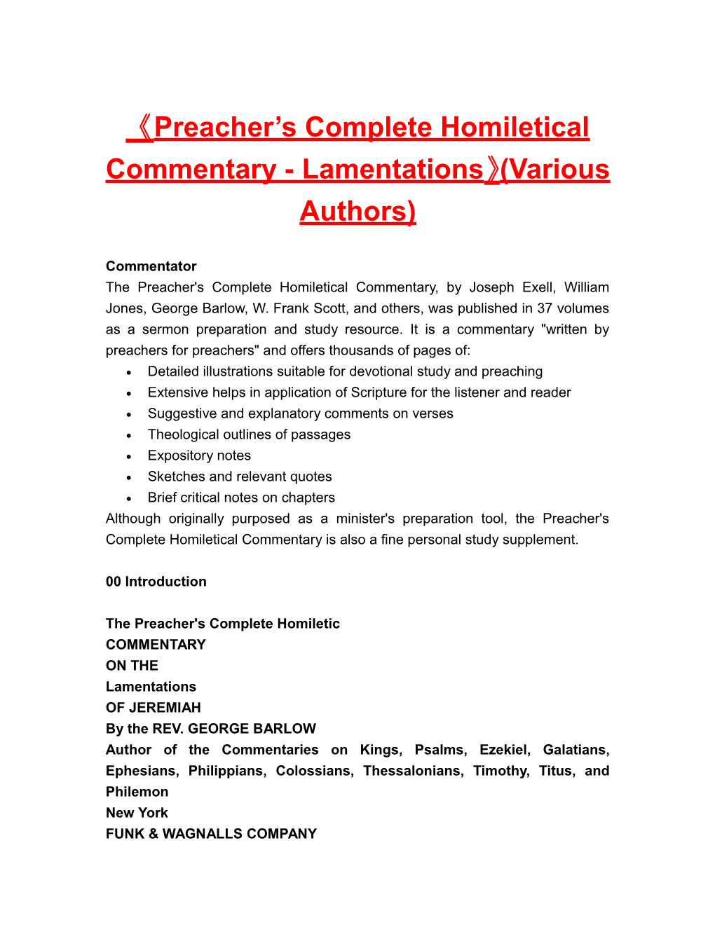 Preacher S Completehomileticalcommentary- Lamentations (Various Authors)