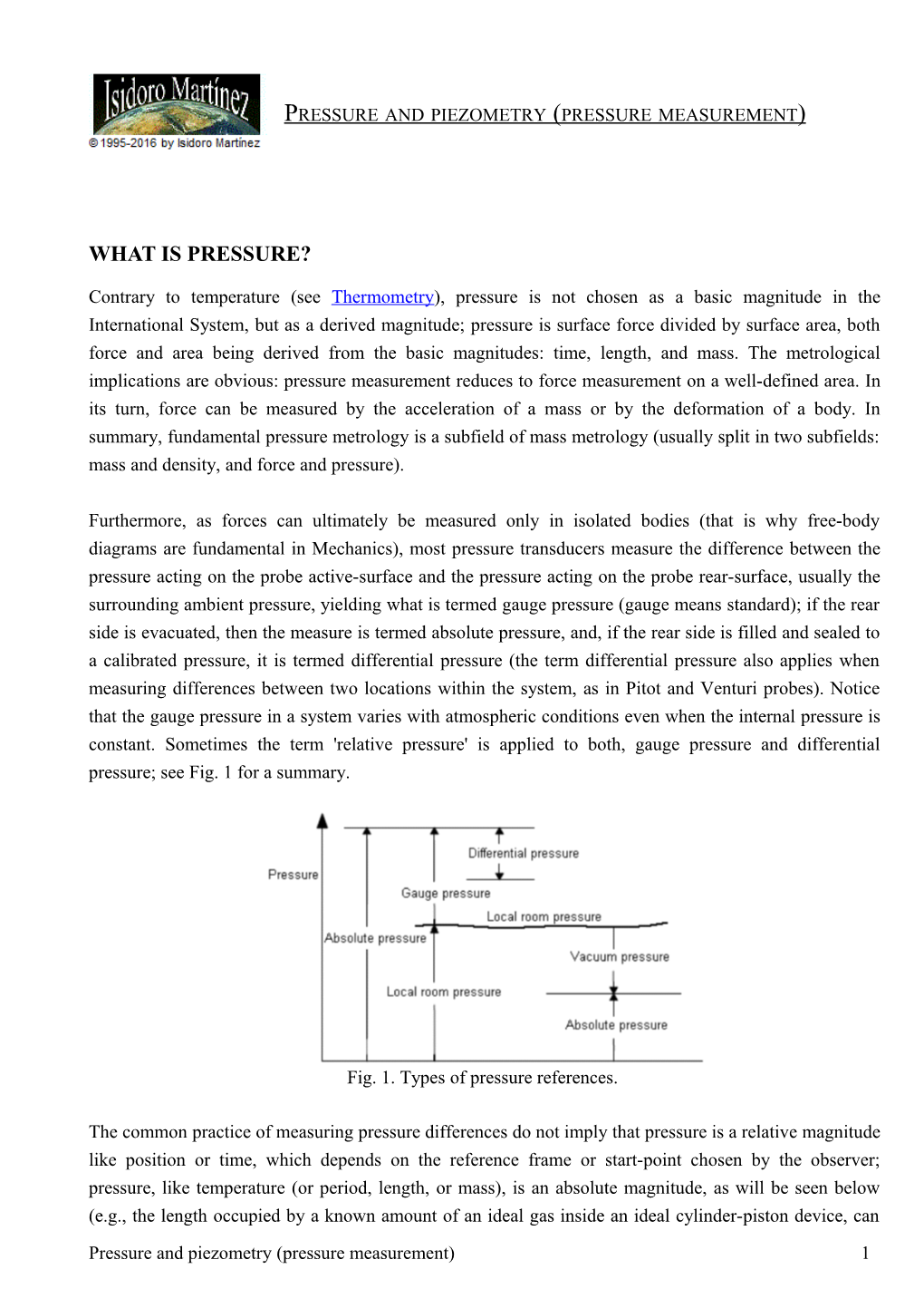 Pressure and Piezometry (Pressure Measurement)