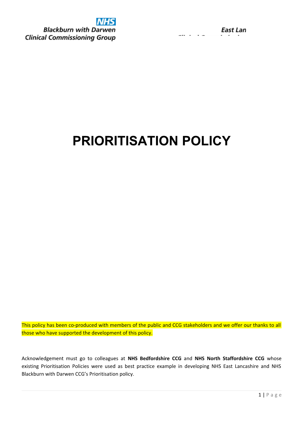 Prioritisation Policy