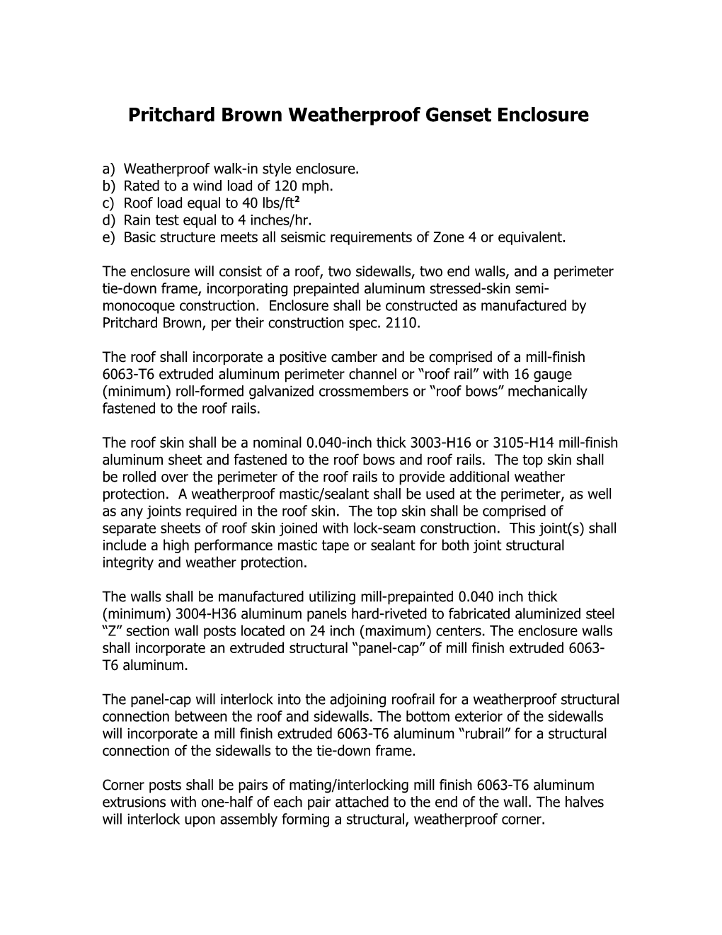 Pritchard Brown Weatherproof Genset Enclosure