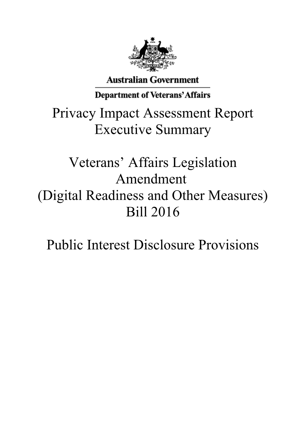 Privacy Impact Assessment Report Executive Summary