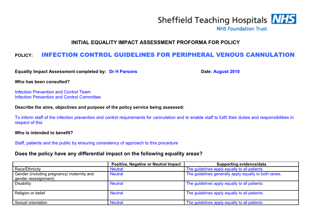 Procedure for Infection Prevention and Control Policies/Guidelines Docest