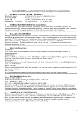 Product Safety Data Sheet for Coo-Var Hammercote Smooth Black (Aerosol)