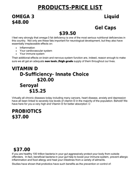 Products-Price List