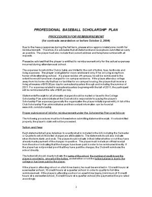 Professional Baseball Scholarship Plan