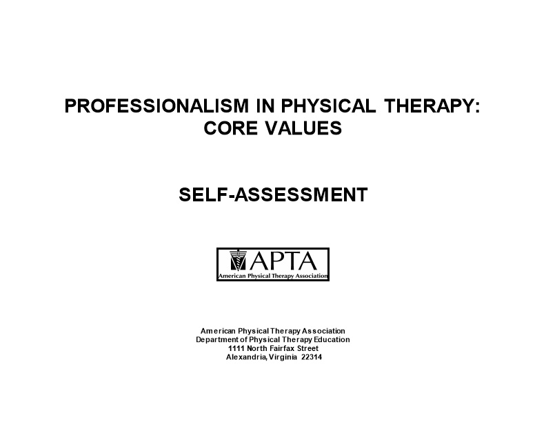 Professionalism: Core Values